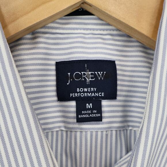 J.Crew Slim Bowery Performance Stretch Dress Shirt Bengal Stripe Blue Medium - Picture 7 of 9